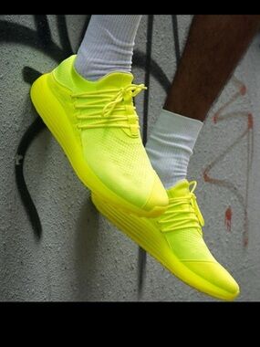 Men's Lane Eight Neon Yellow Lace-Up Athletic Sneakers Running Gym Hiking Shoes